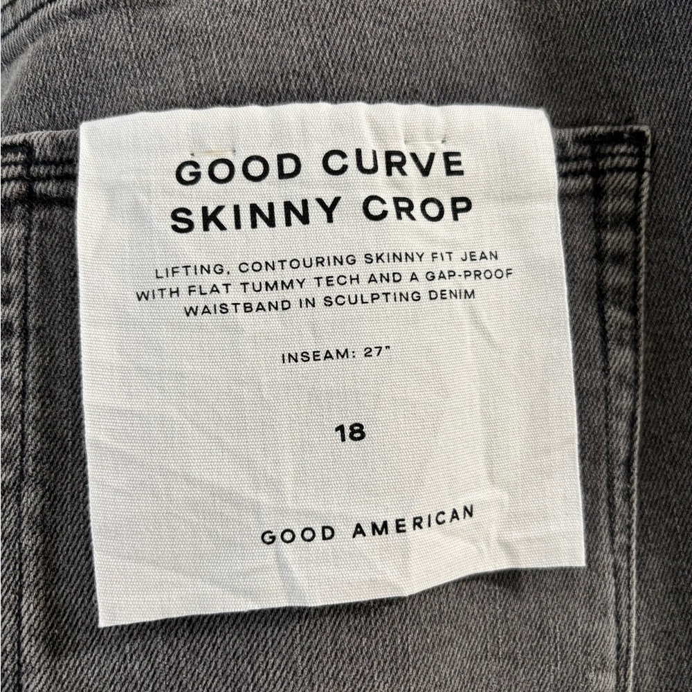 NWT Good American Good Curve Skinny Crop Charcoal Jeans - Picture 7 of 8
